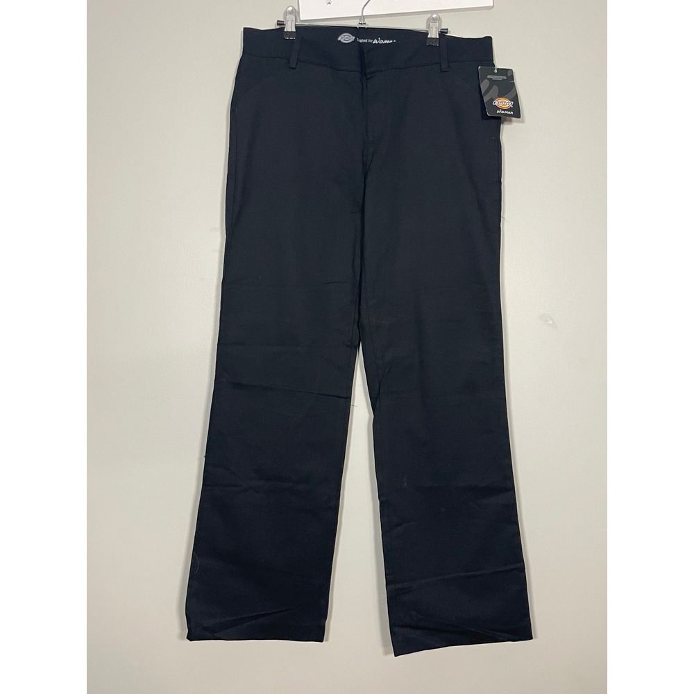 NWT Dickies Flex Twill Pant Women 10 R Black Straight Leg Relaxed Fit FP321BK
